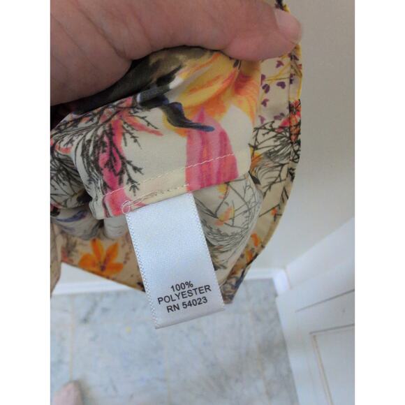 Banana Republic Bird Floral Print Button Front Ruffle Halter size 14 - Picture 3 of 4